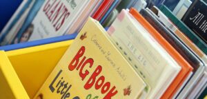 three rows of many picture books